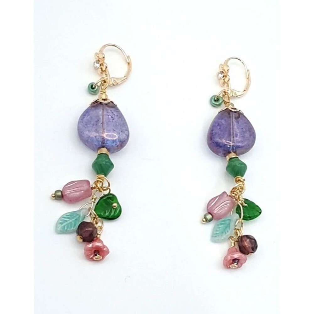 Floral Boho Glass Beaded Dangle Earrings